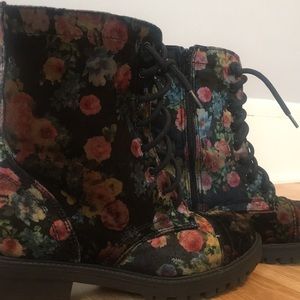 Madden Girl Floral Velvet Boots